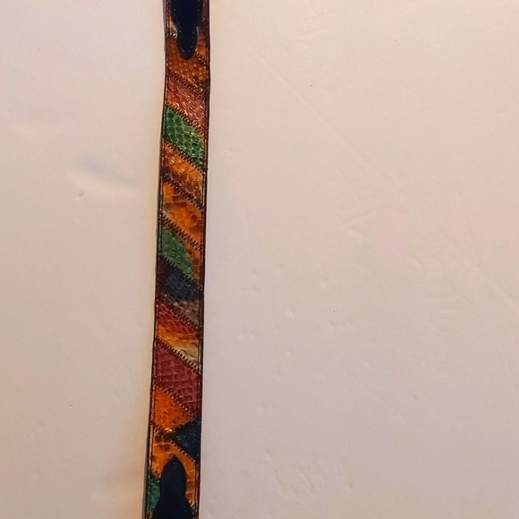 Dan Post |Vintage Python Multi-Color Silver Buckle Black Dress Belt RARE! Sz.S/M main image 6